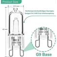 thumbnail image 3 of G9 Bulb 25W 230V Dimmable Warm White, G9 Halogen Bulb 300C Tolerance, G9 Oven Bulb for Microwave Oven Cooker Ceiling Lights, Pack of 12, 3 of 5