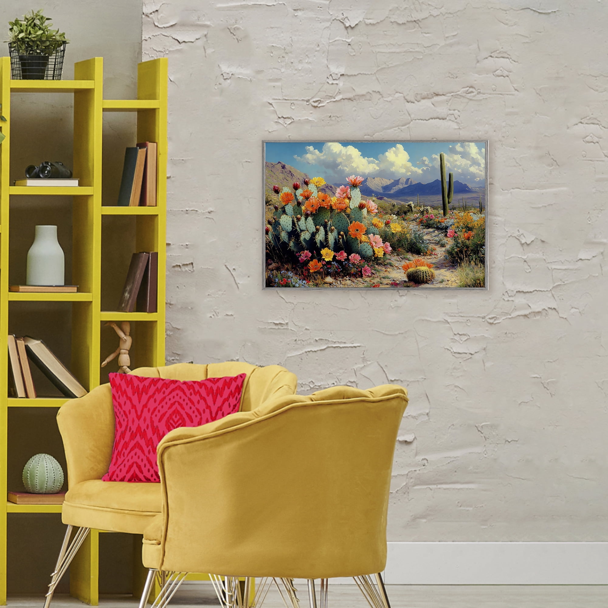 Stupell Industries Vibrant Cacti in Desert Gray Framed Giclee Art, design by Franklyn Gregory