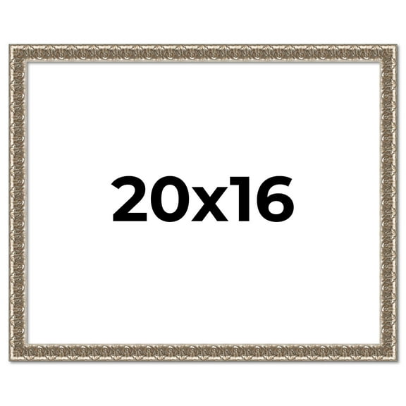 20x16 Frame Silver Versailles Ornate Solid Wood Picture Frame | 1 Inch Moulding Width | Interior