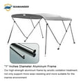 Seamander 3 Bow Bimini Top Boat Cover with Rear Support Pole and