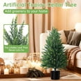thumbnail image 6 of 3FT Artificial Cedar Topiary Tree with Pot Set of 2 Fake Evergreen Indoor Outdoor Garden Porch  Decor, 6 of 7