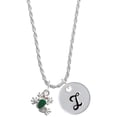 thumbnail image 1 of Delight Jewelry Silvertone Mini Green Tree Frog Silvertone Script Initial Disc - I - Charm Necklace, 20"+3", 1 of 4