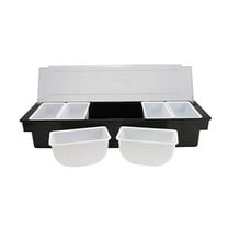 BNNG Plastic 6 Plastic Compartment Garnish Black Condiment Holder Tray Kitchen，Dining & Bar Home Practicality Cooking Utensils Rack
