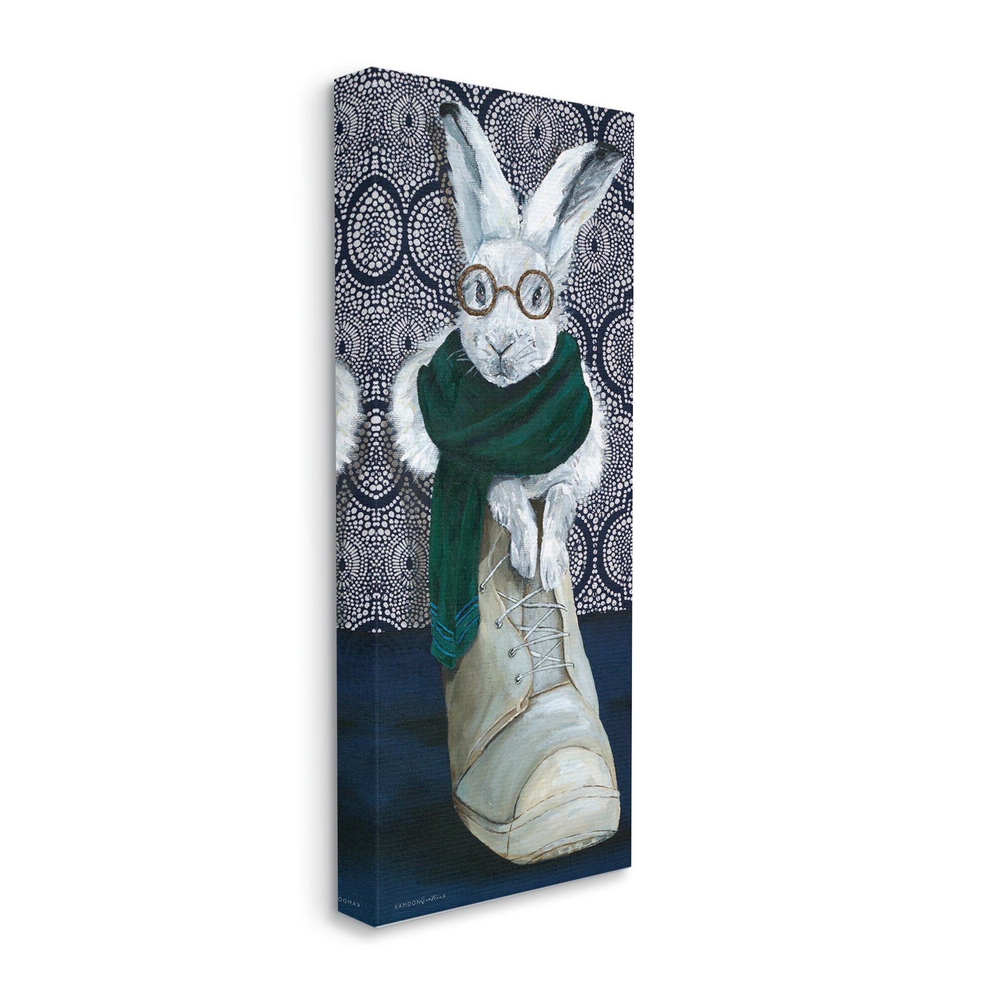 Stupell Industries Bundled White Rabbit Glasses Inside Winter Boot Painting Gallery Wrapped Canvas Print Wall Art, Design by Kamdon Kreations
