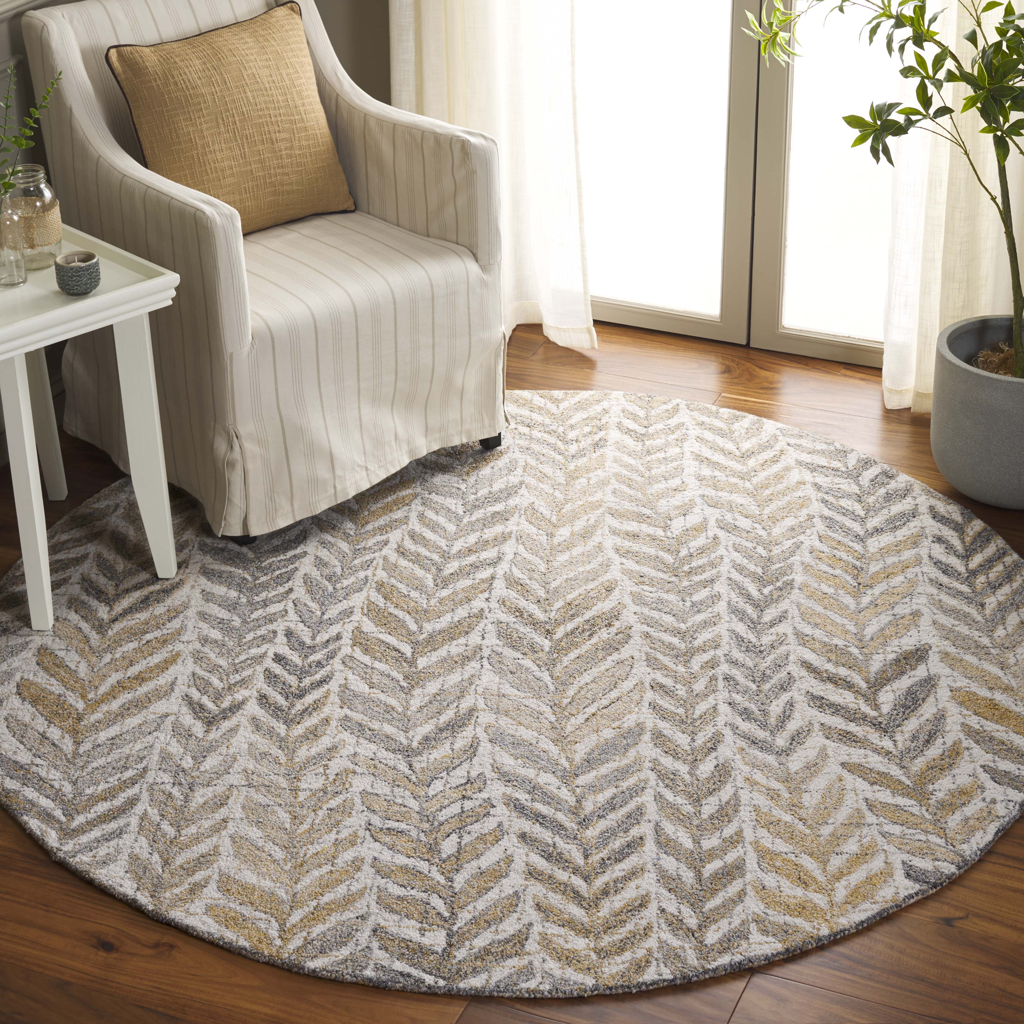 SAFAVIEH Renewal Dennis Chevron Area Rug, Beige/Gray, 6' x 6' Round