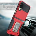 thumbnail image 3 of Value Pack + For Samsung Galaxy Z Flip 3 5G with Screen Protector Hybrid Phone Case Magnet Mount Ready Grip Grids Kickstand Slim Shock Bumper Cover, 3 of 4