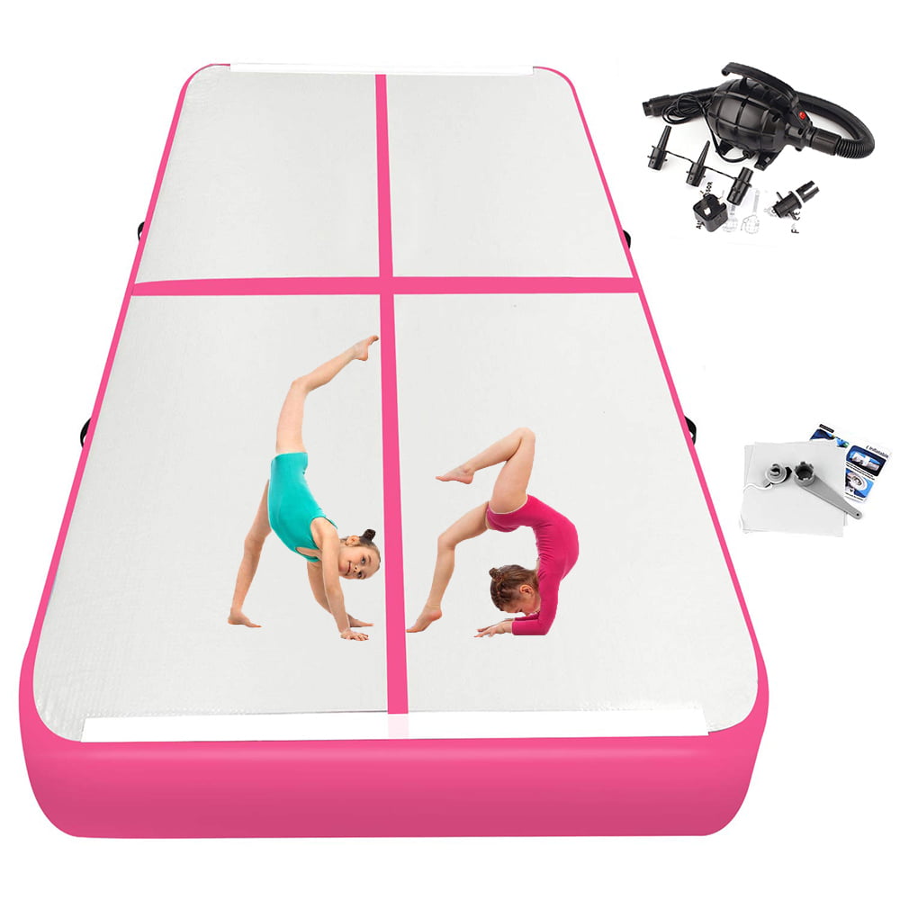 Children Air Track Floor Inflatable Mat Tumble With Pump Home Gymnastics Pink UK 