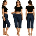 thumbnail image 4 of Felirenzacia Women's Capris Leggings, Faux Denim Stretchy Straight Leg Short Athletic Pants, Dark Blue,S, 4 of 10