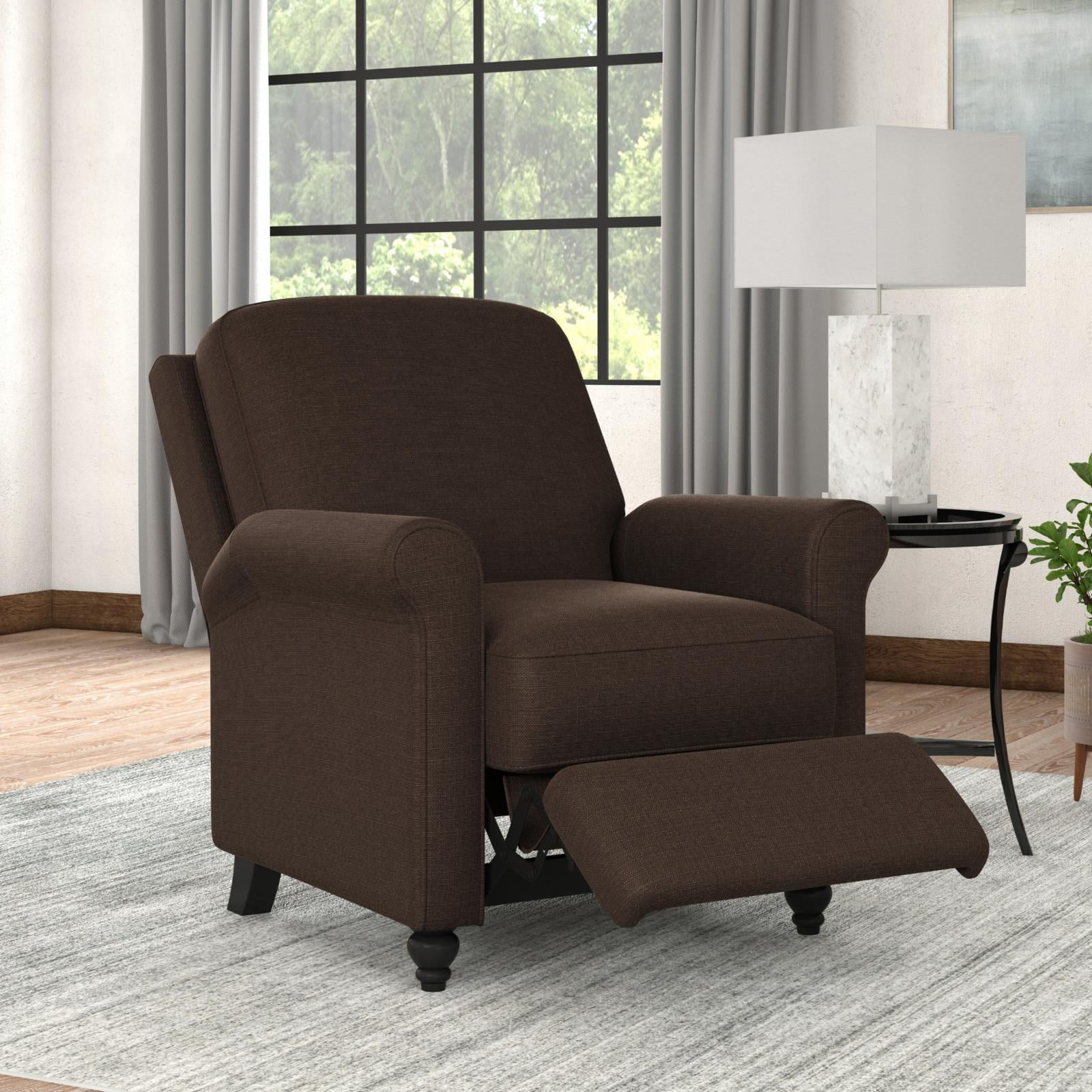 Homesvale Lincoln Push Back Recliner Chair, Caribbean Blue Linen, For Living Room or Bedroom