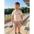 thumbnail image 5 of RUINIXCW Toddler Baby Boy Football Outfit Infant Baby Boy Summer Fall Clothes Rugby Embroidery Short Sleeve Lapel Shirt and Plaid Pockets Shorts 2 Pcs Set, 5 of 9