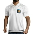 thumbnail image 2 of Yiaimeir Men's Three Button Printed Lapel Short Sleeve T-Shirt Top Streetwear,Size M-3XL, 2 of 4