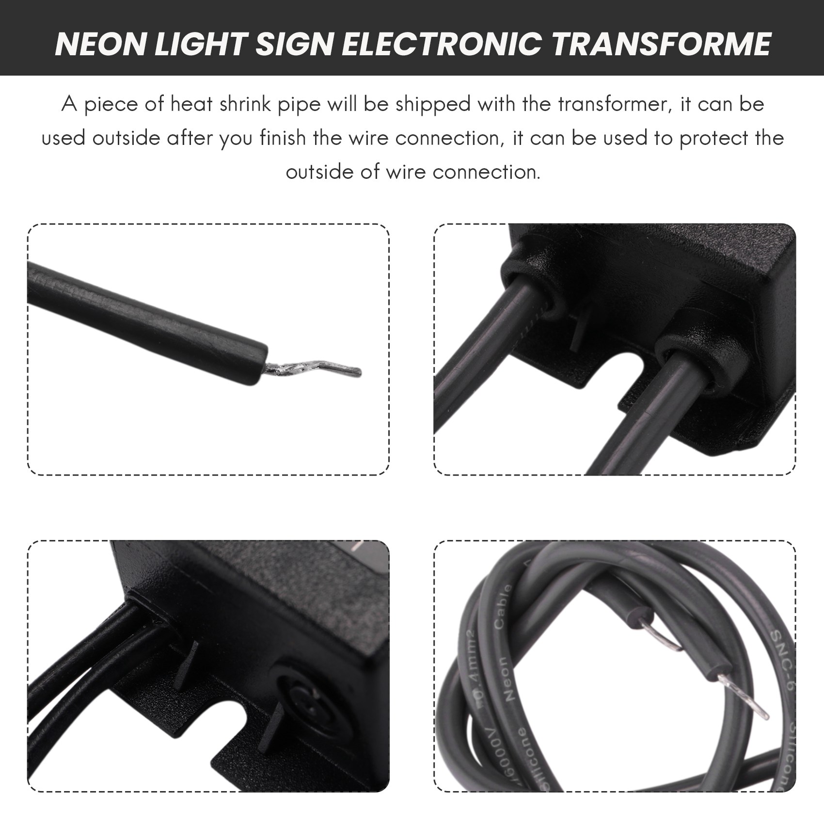 Trasformatore Elettronico Per Insegne Al Neon 3KV 30mA 5-25W HB-C02TE - Alimentatore Impermeabile, Nero