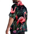 thumbnail image 3 of Flamingo Tropical Rainforest Men's Short Sleeve Beach Shirts Poplin Spread Collar Tops Casual Printed Button Down Summer Unisex, 3 of 6