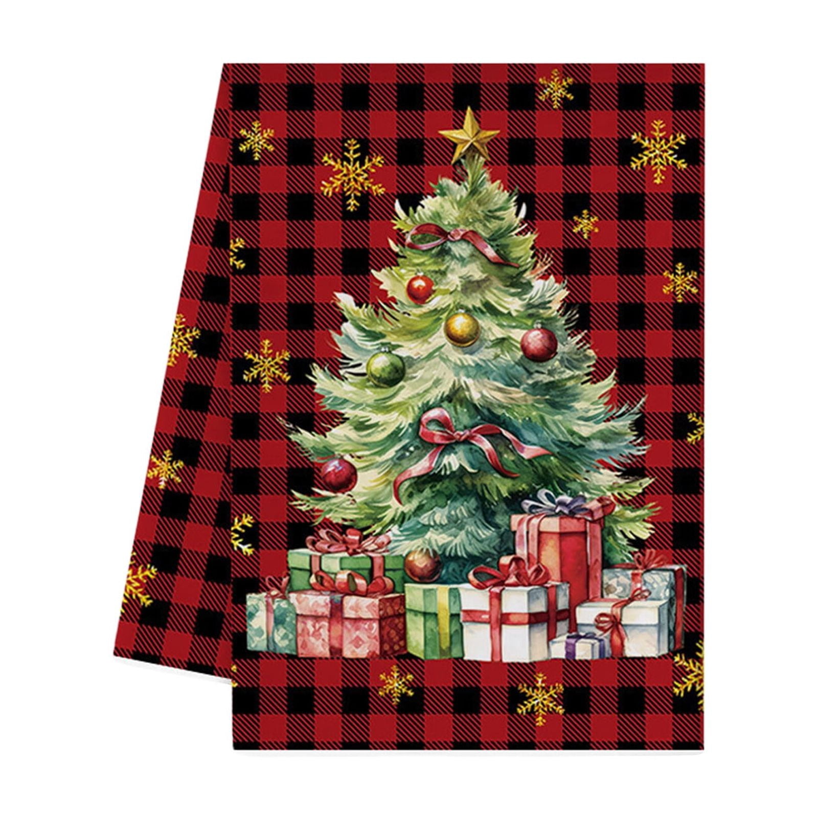 Lot De 6 Torchons De Cuisine Noël - Motifs Sapin Et Rennes En Microfibre Ultra Absorbante 40x60 Cm - 11