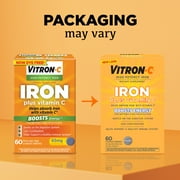 Vitron-C Iron Supplement, Immunity Support Iron Supplements with Vitamin C, 60 Count