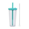 thumbnail image 1 of Boba Cup With Straw Smoothie Drinks Gradient Multicolor 23.5oz Double Layer With Cleaning Brush, 1 of 8
