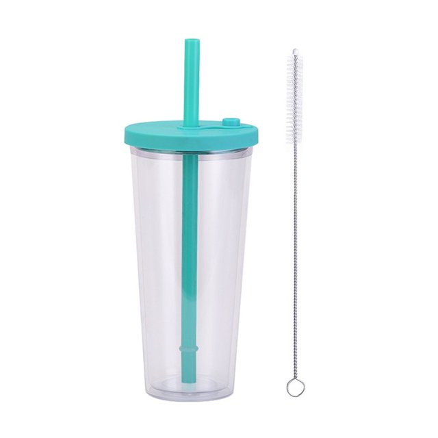 Boba Cup With Straw Smoothie Drinks Gradient Multicolor 23.5oz Double Layer With Cleaning Brush