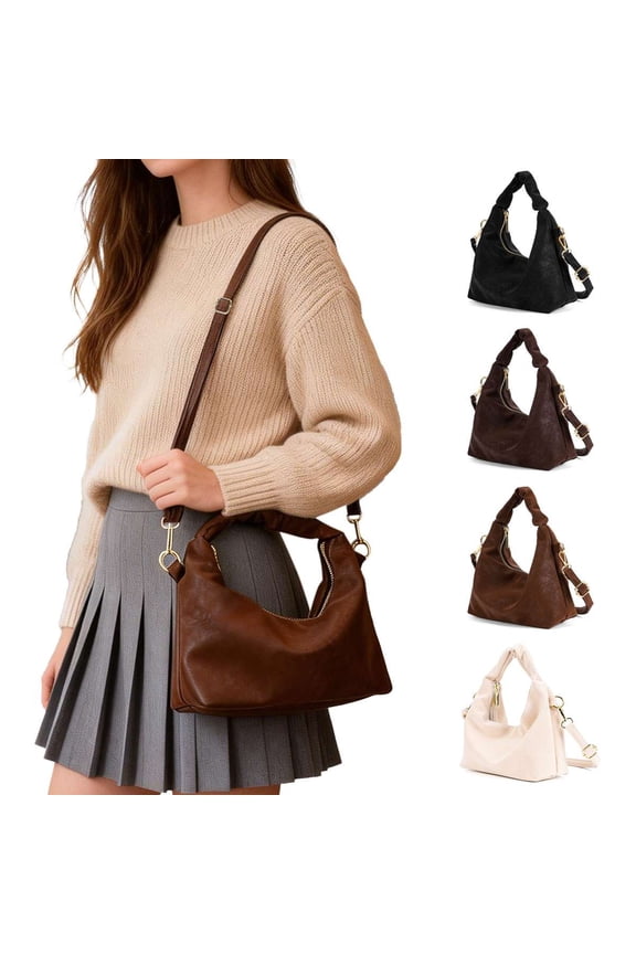 Women Handbags and Purses Ladies Crossbody Shoulder Bag Top Handle Satchel PU Leather Crescent Clutch with Removable Strap, Brown
