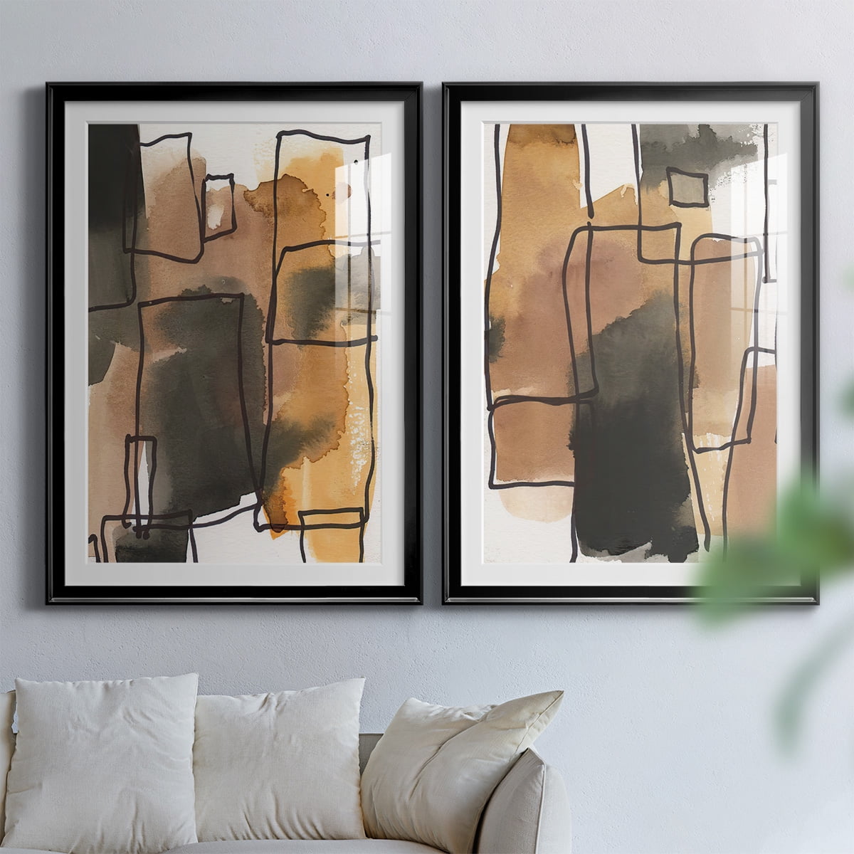 Wexford Home Retro Vibe I Premium Framed Print, 26.5" x 36.5" - Ready to Hang, Black (Set of 2)
