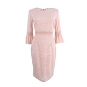 Tommy Hilfiger Women's Lace Bell-Sleeve Dress (4, Powder)