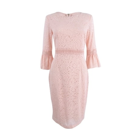 Tommy Hilfiger Women's Lace Bell-Sleeve Dress (4, Powder)