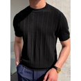 thumbnail image 3 of Men'S Round Neck Short Sleeve Thin Bottoming Shirt Casual Ribbed Knitted Pullover Top Solid Color T-Shirt, 3 of 7