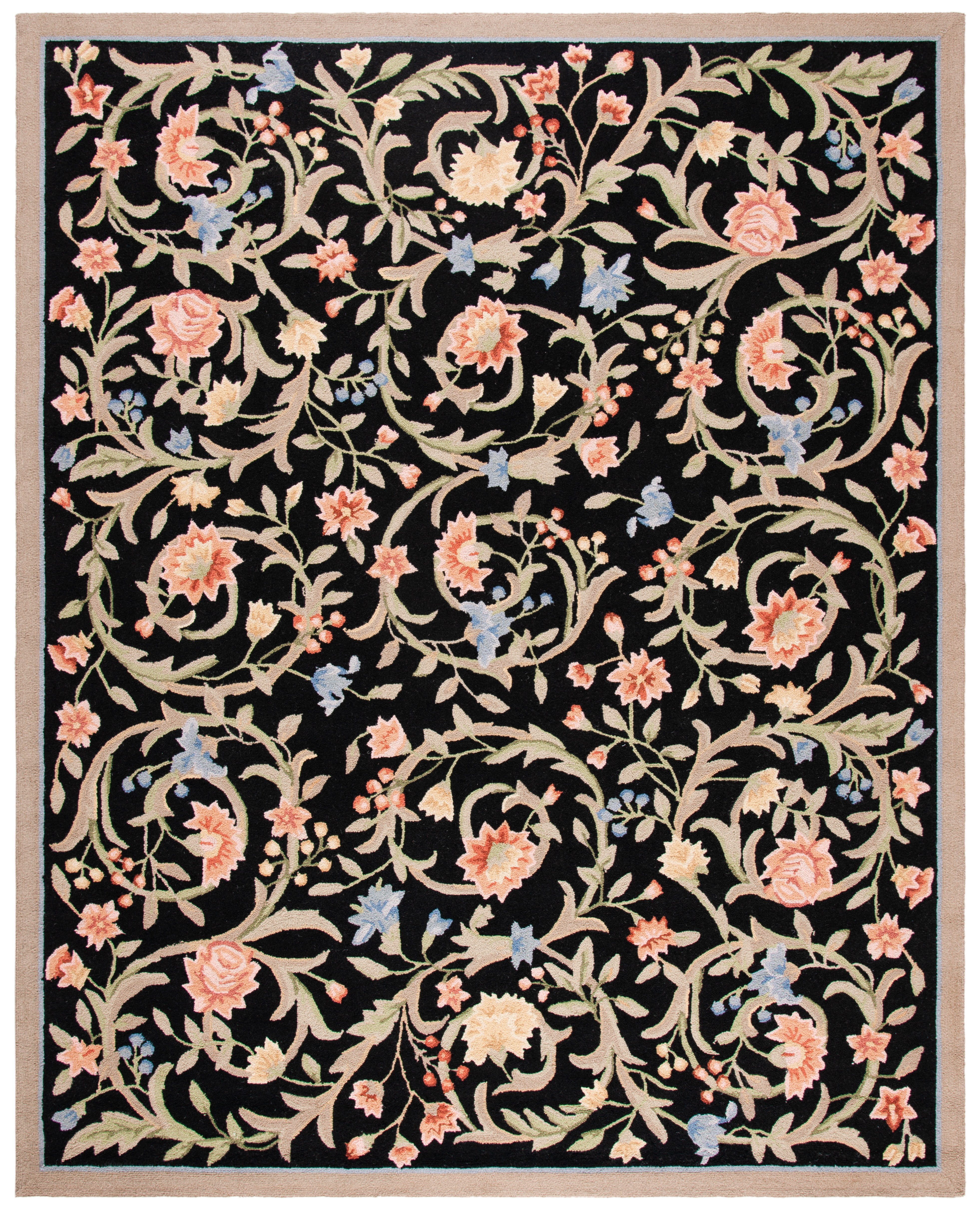 Safavieh Chelsea Baxter Bordered Wool Area Rug, Black, 10' x 14'