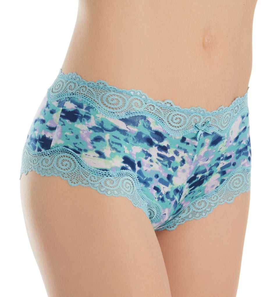 Women's Maidenform 40837 Cheeky Scalloped Lace Hipster Panty (Watercolor  Camo Blue 6) 