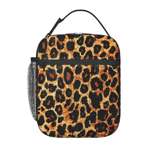 Leopard Print Lunch Box Reusable Portable Lunch Bag Tote Bag for Work Picnic Hiking