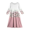 thumbnail image 3 of Inglocry Girls Long Sleeve Maxi Dress Round Neck Casual Long Dresses with Pockets Cute Dresses For Teens 5-14 Years Pink 11-12Y, 3 of 4