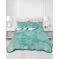 thumbnail image 2 of Twin XL Quilt Bedding Set, Teal Coastal Reversible Summer Quilt 3 Pieces, Starfish Coral Summer Beach Ocean Lightweight Bedspreads Coverlets with 2 Pillow Shams for All Seasons, 2 of 5