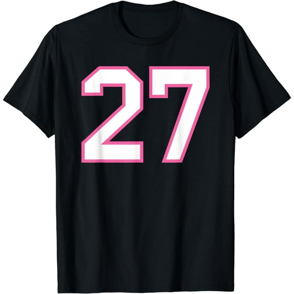 Number #27 Pink Varsity Number T-Shirt