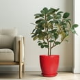 thumbnail image 2 of Flower Pots 10 inch, Modern Large Round Ceramic Planter with Drainage Hole, Housewarming Gift for Plant Lovers, for Indoor Trees, Glossy Red, 2 of 7