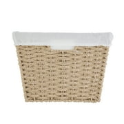 Mainstays Medium Tan Woven Paper Rope Decorative Storage Basket with Removable Liner, 13 in x 7.8 in x 9.8 in