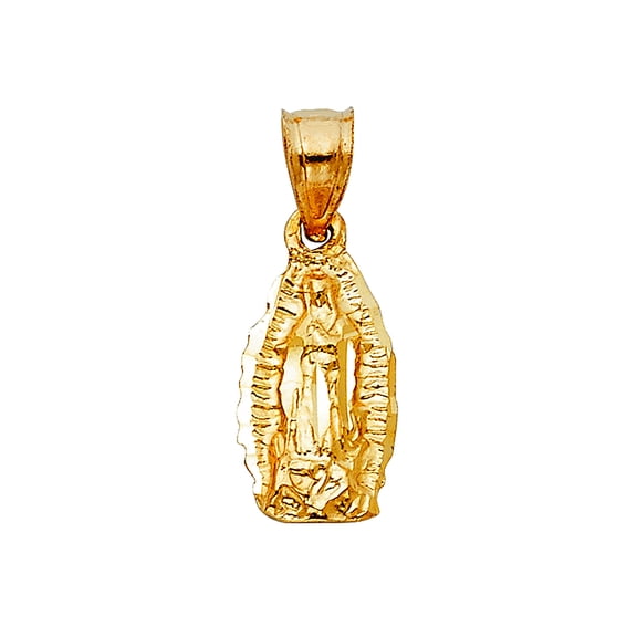 14k Yellow Gold Our Lady Of Guadalupe Pendant Necklace 8x20mm Pendant for Women - 1.1 Grams