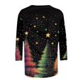 thumbnail image 5 of Womens T Shirts Christmas Tree Snowflake Print 3/4 Sleeve Crew Neck Casual Holiday Top Soft Blouse Outfit Women Clothes Trendy, 5 of 6