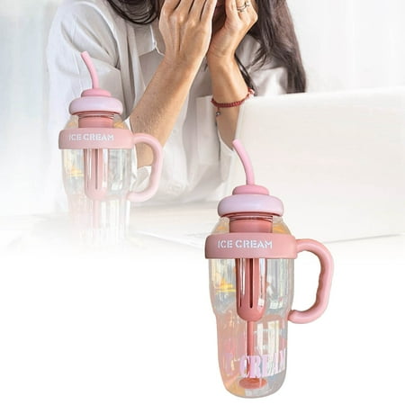 

Weerihhol Large Capacity Water Cup Summer Cup Iced Coffee And Teas Gym Sports Water Bottle Straw Cup 1200ml Water Cup Vintage Mugs Clear Glass