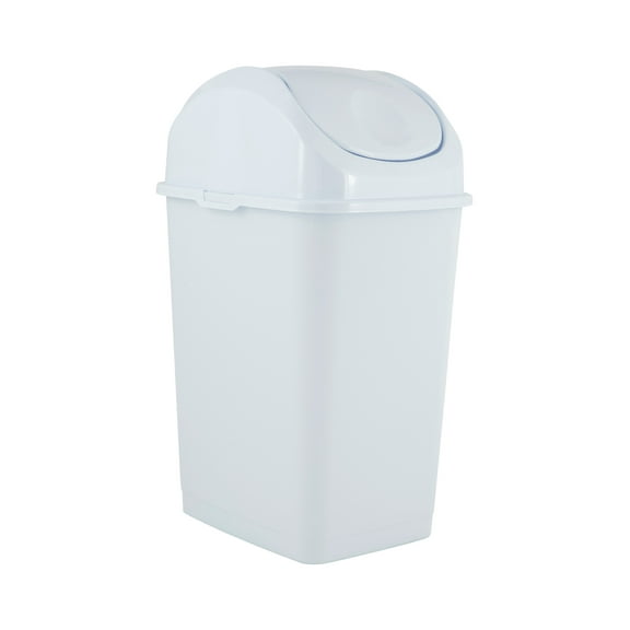 Superio Small 2.5 Gallon Plastic Trash Can with Swing Top Lid, Waste Bin for Under Desk, Office, Bedroom, Bathroom- 10 Qt, White