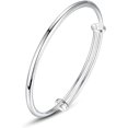 thumbnail image 1 of Armband i Sterling Silver för Kvinnor, Trendig Mångsidig Enkel Justerbar Silverpläterad Slät Yta Armband, Slät Push-Pull Silverarmband, 1 of 5