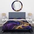 thumbnail image 3 of Designart "Purple & Blue Marbled Geode" Abstract Liquid Ink Bedding Covert Set - Modern Purple Abstract Bed Set With 2 Shams, 3 of 6