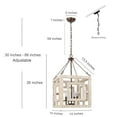 thumbnail image 5 of LALUZ Farmhouse Wood Chandelier, 4 Light Rustic Mid-Century Cube Wooden Chandeliers Light Fixture for Dining Room, Living Room, Bedrooms, Living Room, Entryway, 5 of 7