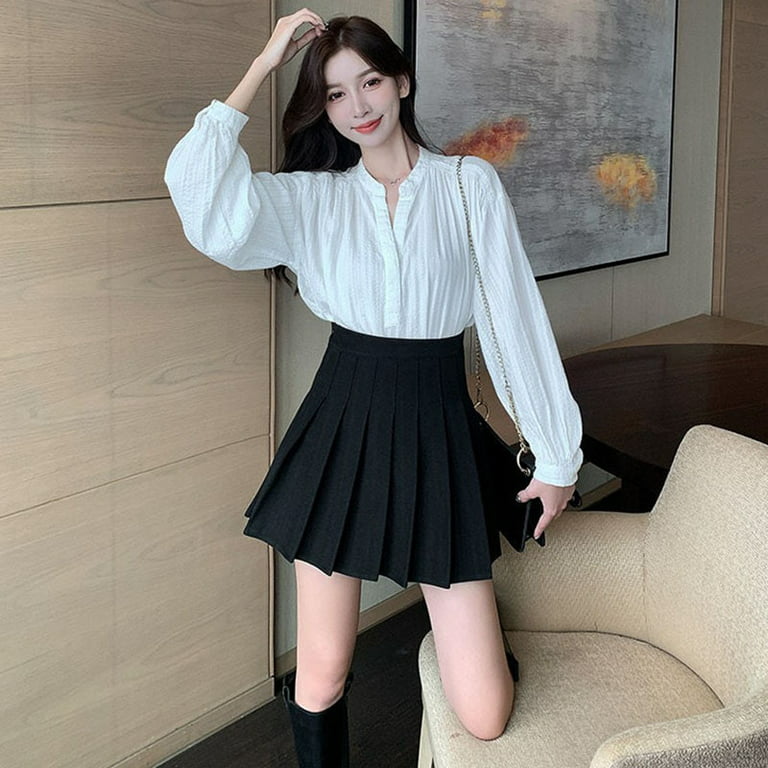PIKADINGNIS Vintage Brown Woolen Mini Skirt Women Korean High Waist Pleated  Skirts School Girl Uniform Y2K All-Match Jk Short Skirt