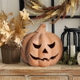 thumbnail image 5 of Fall Decor - 7.8" Halloween Orange Handmade Resin Pumpkin Jack O' Lantern Decorations for Outdoor Indoor, Cute Spooky Decoration Centerpieces for Tables Porch Yard Home Kitchen Front Door Mantel, 5 of 21