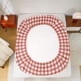 thumbnail image 5 of Homewish Modern Geometric Checkered Bed Sheets,Vintage Aesthetic King Sheets,Red White Brown Sheet Set For Girls Boys,Microfiber Bedroom Decor,4-Piece, 5 of 7