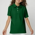 thumbnail image 2 of HAJWOH Junior Girls Uniforms Tops for School Short Sleeve Top Casual Button Down Tshirts 2025 Summer New Collared Polo Shirts Comfortable Clothes Dark Green 5-6 Years, 2 of 5
