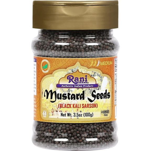 Rani Black Mustard Seeds Whole Spice (Kali Rai) 3.5oz (100g) PET Jar ~ All Natural | Gluten Friendly | NON-GMO | Kosher | Vegan | Indian Origin