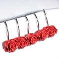 thumbnail image 6 of Coolmade Shower Curtain Hooks, Home Decorative Rustproof Shower Curtain Hooks Resin Rose Flower Shower Hooks Rings for Bathroom Shower Rods Curtains,Set of 12 Hooks (Red), 6 of 9