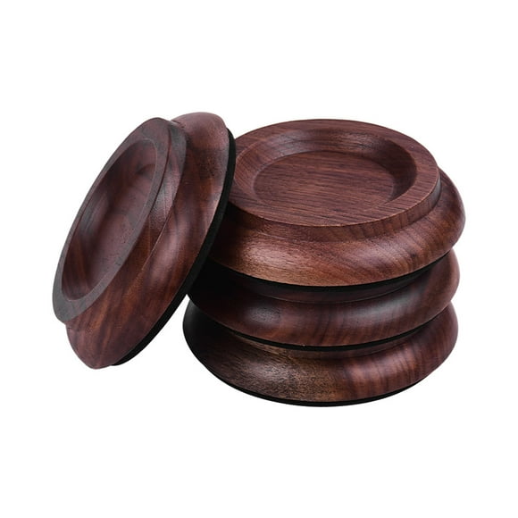 4pcs / Set droit piano roulette tasse Coaster en bois massif avec anti-dérapant EVA Pad