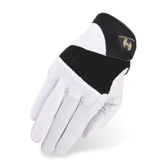 Heritage Tackified Polo Gloves, Size 11, White/Black