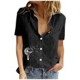 thumbnail image 1 of Birdeem Mode Femme Blouse à Boutons Imprimés Manches Courtes T-Shirt Hauts d'Été, 1 of 1